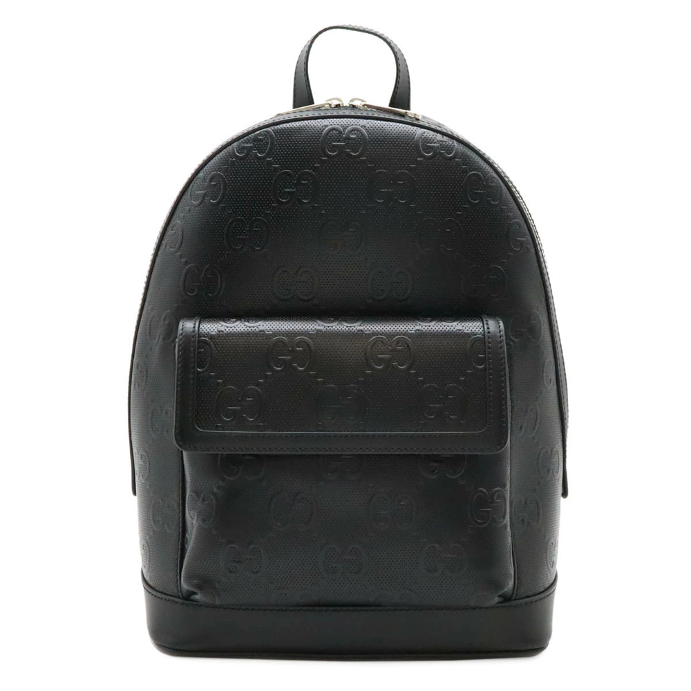 Gucci GG embossed backpack rucksack daypack leather black